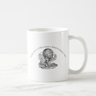 Ryckt på axlarna kartbok/skuldcitationstecken kaffemugg