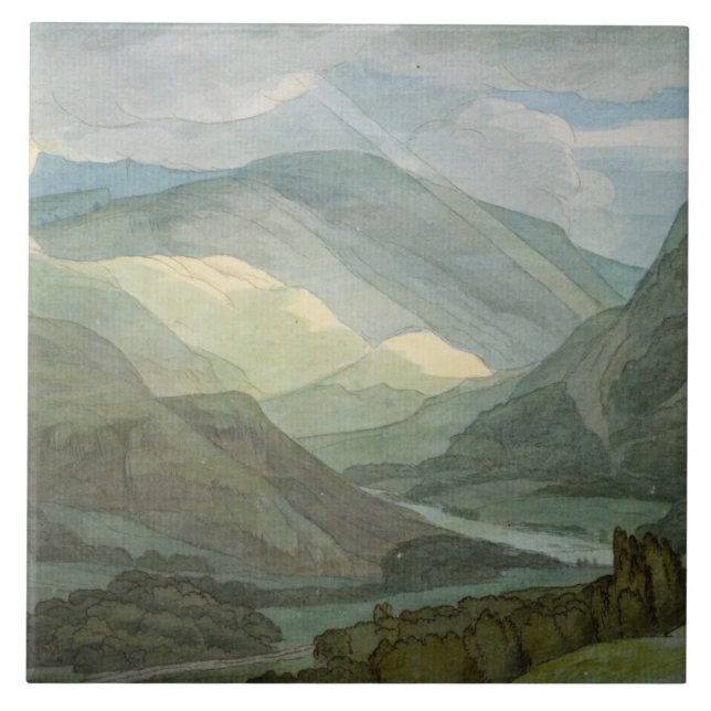 Rydal vatten, 1786 (w/c) kakelplatta (Framsidan)