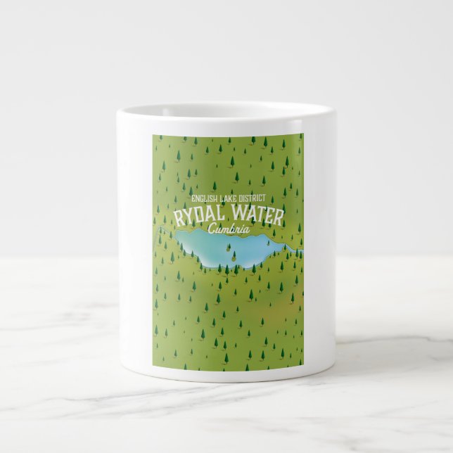 Rydal Water Cumbria Kartaffisch Jumbo Mugg (Framsidan)