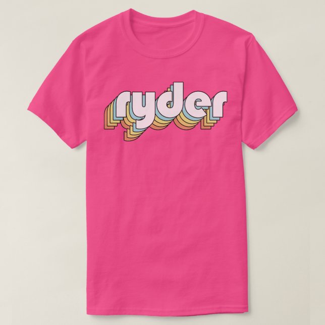 Ryder Retro Rainbow Typography Faded Stil T Shirt (Design framsida)