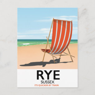 Rye strand Sussex "det är snabbare med tåg" Vykort