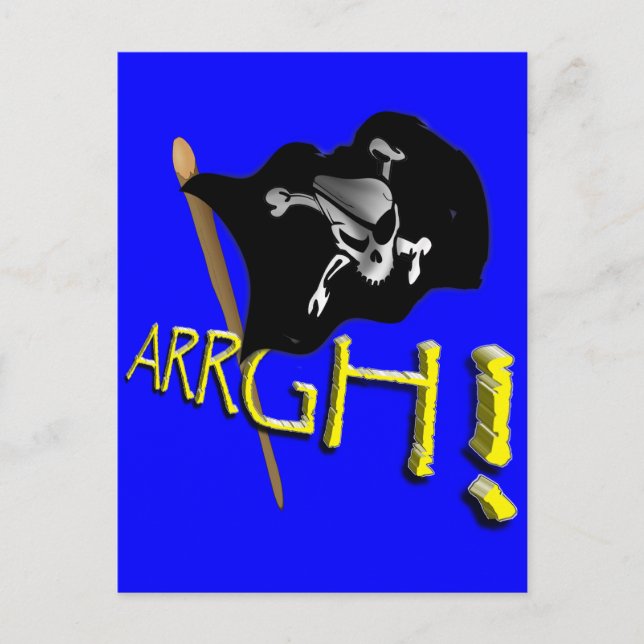 RYGG! Wave Jolly Roger Pirat Flagga Vykort (Framsida)