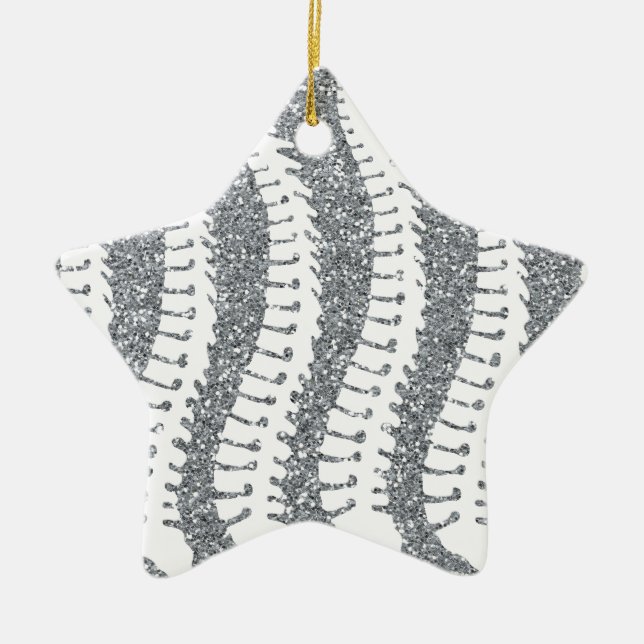 Ryggar och prydnad för FAUXglitterstjärna Julgransprydnad Keramik (Framsidan)
