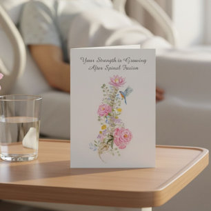 Ryggfusion Återhämtning Blommig Ryggrad med Blåfåg Kort