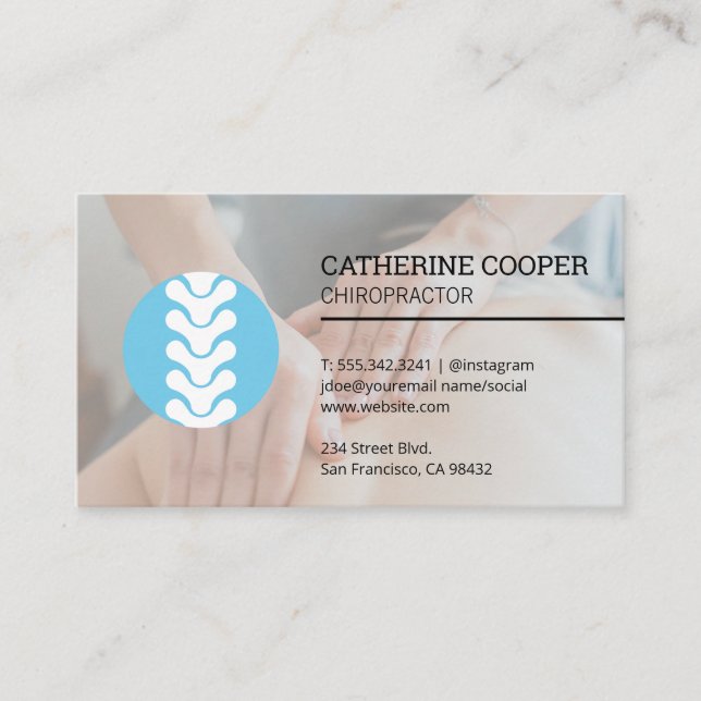 Ryggradens Logotyp | Chiropractor-session Visitkort (Framsida)