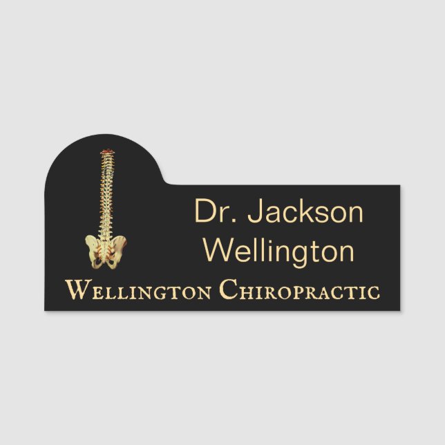 Ryggrads- kolonnChiropractic Namnbricka (Framsida)