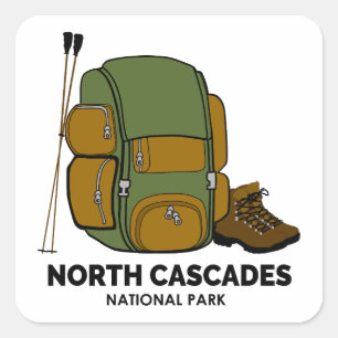 ryggsäck för nationalparken North Cascades Fyrkantigt Klistermärke