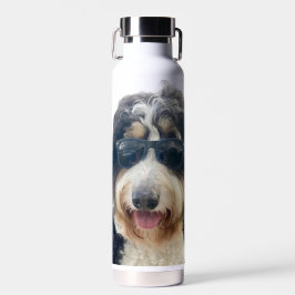 ryggsäck som matchar Bernedoodle med solglasögon