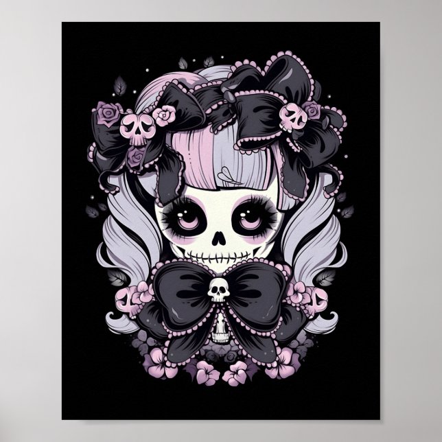 Ryggstickande trådar Halloween Skullverk Poster (Framsidan)