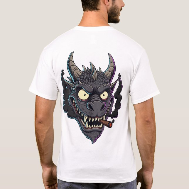 Rykande Obsidian Drakon T Shirt (Baksida)