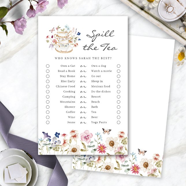 Rykta Ut Bröllopsduschspel (Spill The Tea Bridal Shower Game by Painted Paperie
)