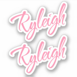 Ryleigh namn rosa kursiv x2 klistermärken