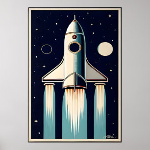Rymålder Retro 50-talets Rymdskepp Poster