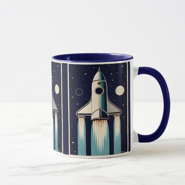 Rymålder Retro 50-tals Rymdskepp Mugg (Höger)