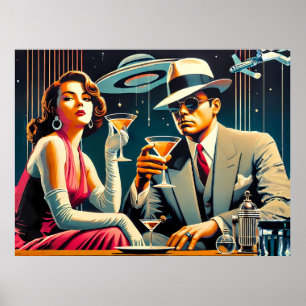 Rymåldern Las Vegas Gangster Martini-fest Poster