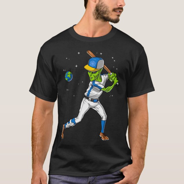 Rymd Alien Baseball T Shirt (Framsida)
