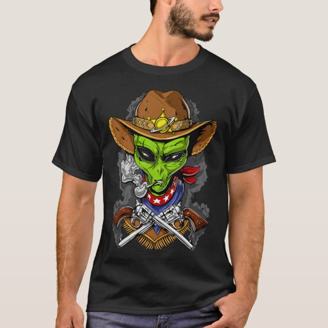 Rymd Alien Cowboy T Shirt (Framsida)