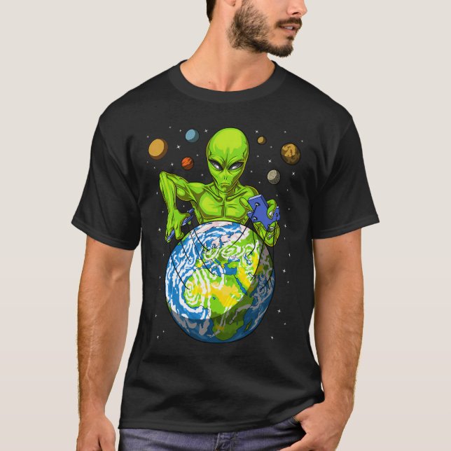 Rymd Alien Dockspelare T Shirt (Framsida)