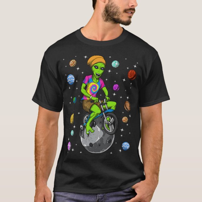 Rymd Alien Tie Dye Hippie T Shirt (Framsida)