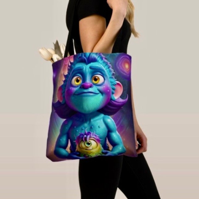 Rymd Alien & Vän Tygkasse (Tote Bag — 100% polyester, black laminated lining 100% cotton web hand. Made in the USA.)