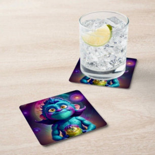 Rymd Alien & Vän Underlägg Papper Kvadrat