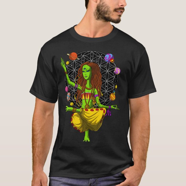 Rymd Alien Yoga T Shirt (Framsida)