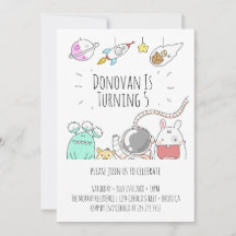 rymd astronaut illustration födelsedagskort inbjud