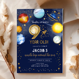 Rymd Astronaut Planet Galax 9-årsdag Inbjudningar