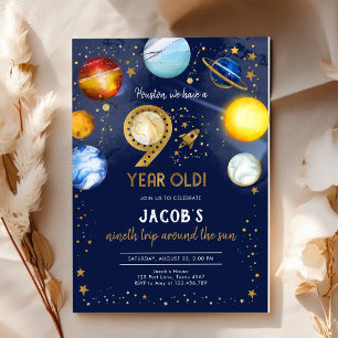 Rymd Astronaut Planet Galax 9-årsdag Inbjudningar