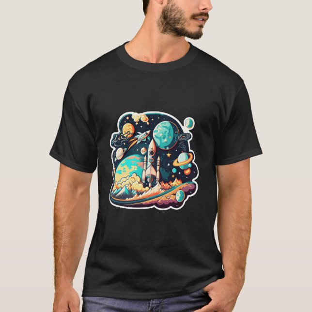 Rymd Astronaut Vetenskaps Planeter Rymden För T Shirt (Framsida)
