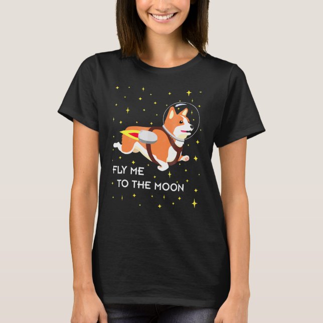 Rymd Corgi Vacker Valp T Shirt (Framsida)