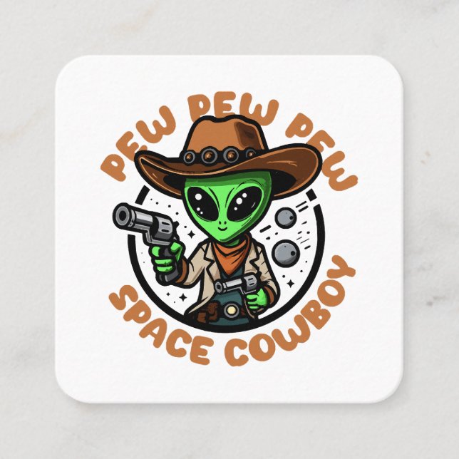 Rymd Cowboy Rolig Alien Fyrkantigt Visitkort (Framsida)
