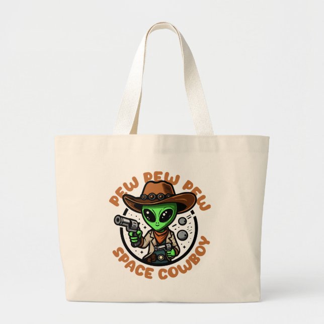 Rymd Cowboy Rolig Alien Jumbo Tygkasse (Framsidan)