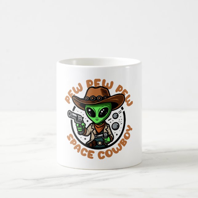 Rymd Cowboy Rolig Alien Kaffemugg (Center)