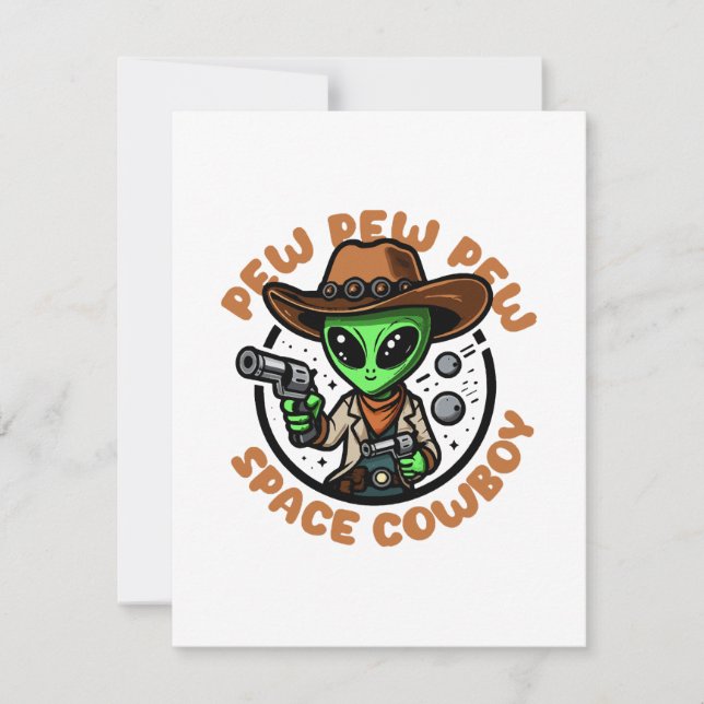 Rymd Cowboy Rolig Alien OSA Kort (Framsida)