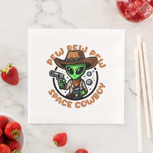 Rymd Cowboy Rolig Alien Pappersservett (Insitu)