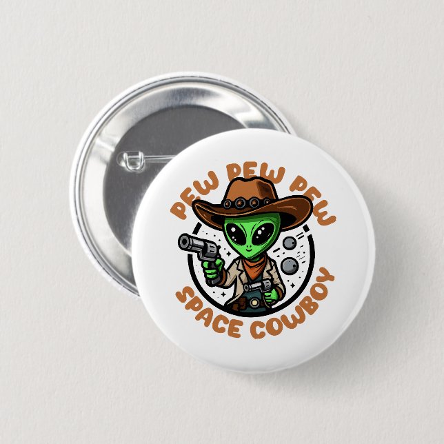 Rymd Cowboy Rollig Alien Knapp (Framsida & baksida)