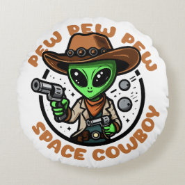 Rymd Cowboy Rollig Alien Rund Kudde
