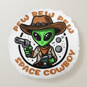 Rymd Cowboy Rollig Alien Rund Kudde