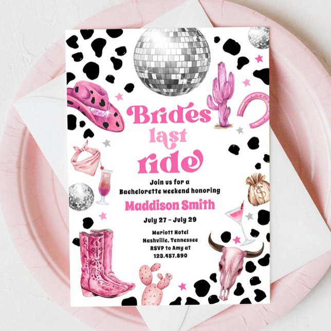 Rymd Cowgirl Disco Rodeo Möhippa Inbjudningar (Skapare uppladdad)