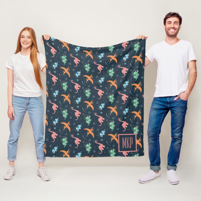 Rymd Dinosaurie Mönster Modern Personlig Fleecefilt (På plats)