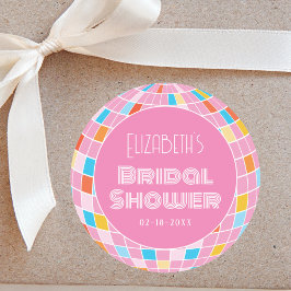 Rymd Disco Rosa Bröllopsfest Runt Klistermärke