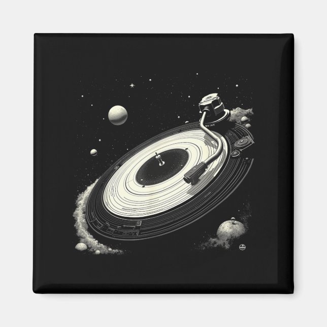 Rymd-DJ:ar för män Solsystem Vinylskiva Magnet (Framsidan)