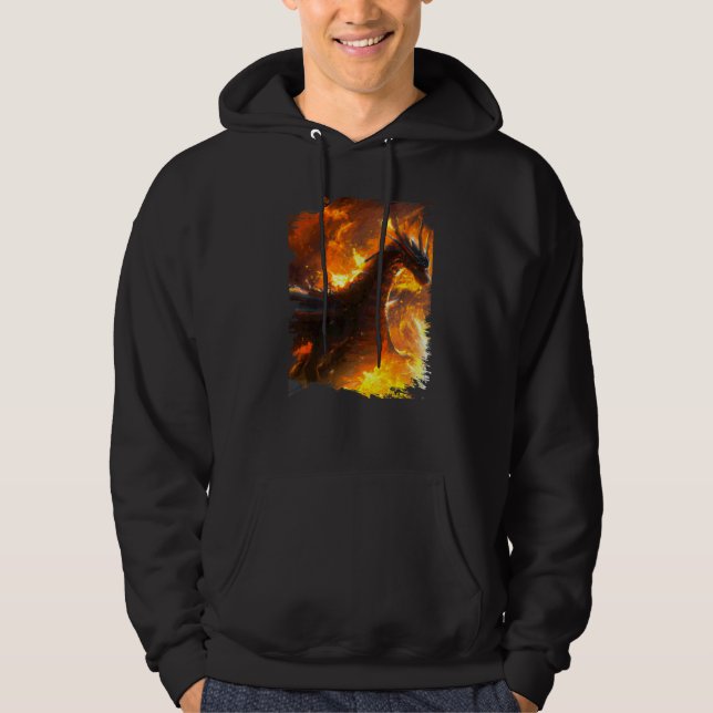 Rymd Drakar Andas Eld Hoodie (Framsida)
