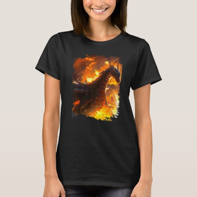Rymd Drakar Andas Eld T Shirt (Framsida)