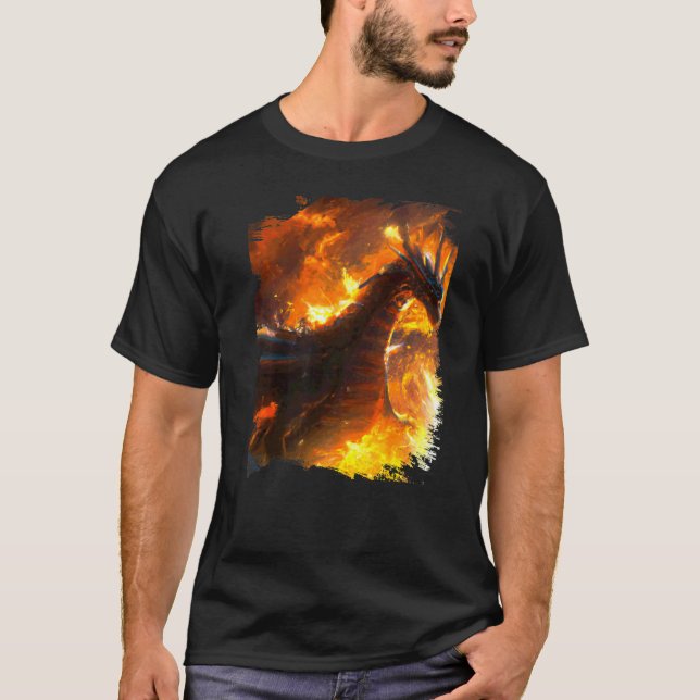 Rymd Drakar Andas Eld T Shirt (Framsida)