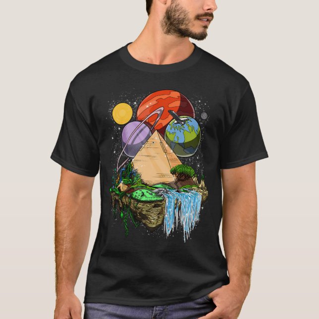Rymd Egyptiska pyramiderna T Shirt (Framsida)