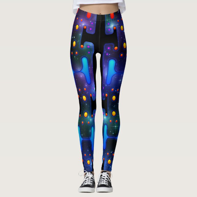 Rymd Flicka Mekanisk Android Futuristisk Robot Leggings (Framsida)