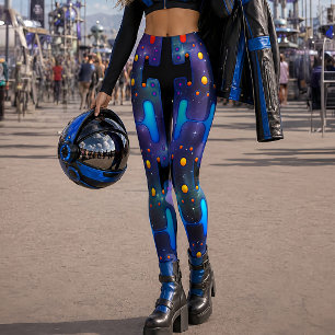 Rymd Flicka Mekanisk Android Futuristisk Robot Leggings