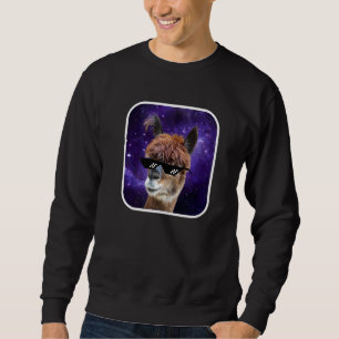 Rymd Galaxy Pixel Solglasögon Absurt Retro Alpaca Lång Ärmad Tröja